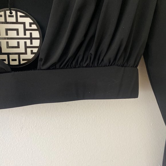 NWT Misha Collection Regina Black Deep V Crop Top - Picture 9 of 10